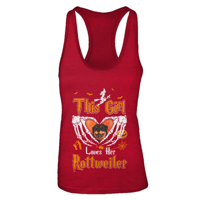 This Girl Love Her Dog Rottweiler Halloween-T-Shirt & Tank Top-Women's Ideal Racerback Tank-Red