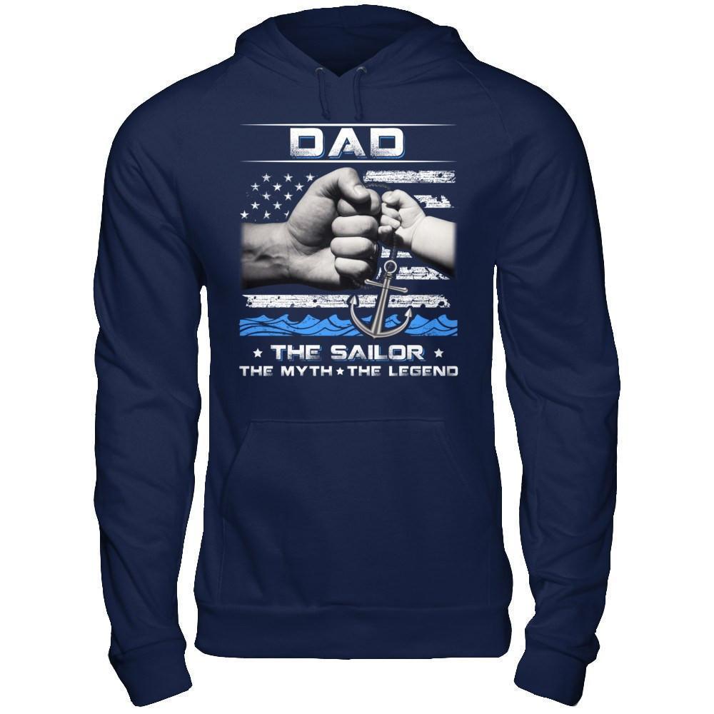 Veteran Dad The Sailor The Myth The Legend-T-Shirt & Hoodie-Pullover Hoodie-Navy