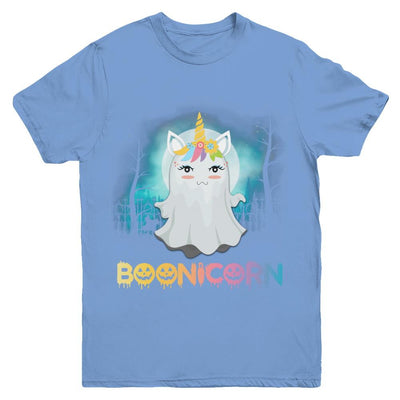 Boonicorn Ghost Unicorn Halloween Girls Youth-Youth Shirt-Youth T-Shirt-Carolina Blue