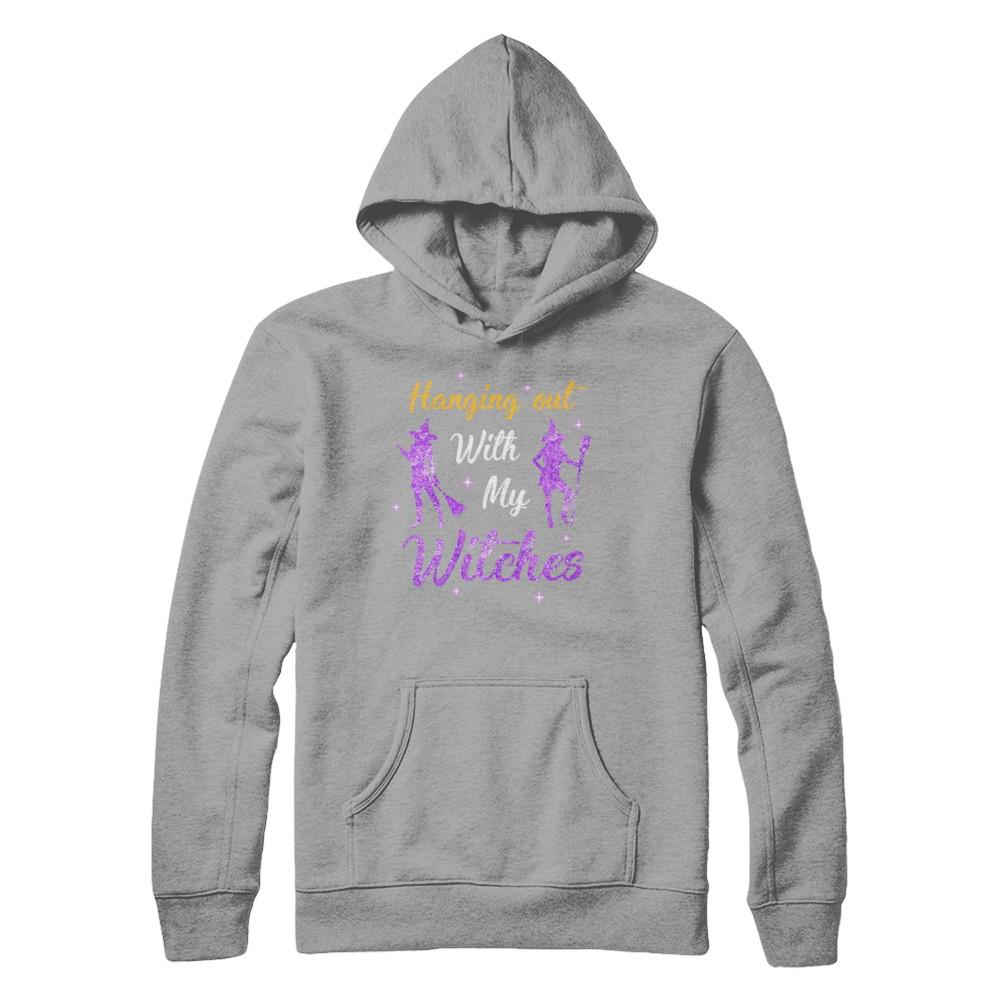 Hanging Out With My Witches Funny Halloween Witch-T-Shirt & Hoodie-Pullover Hoodie-Light Steel