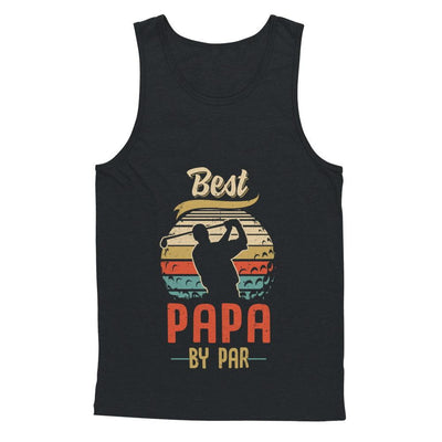 Vintage Best Papa By Par Fathers Day Funny Golf Gift-T-Shirt & Hoodie-Unisex Tank-Black