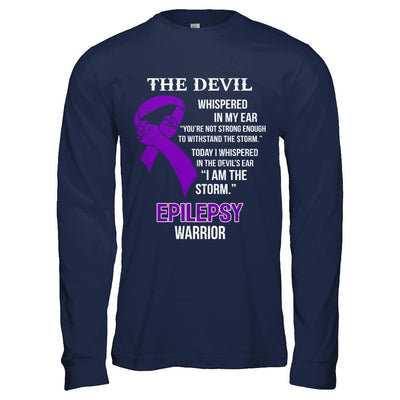 I Am The Storm Support Epilepsy Awareness Warrior Gift-T-Shirt & Hoodie-Long Sleeve T-Shirt-Navy