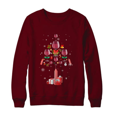 Drink Wine Christmas Tree Wine Xmas Gifts-T-Shirt & Sweatshirt-Crewneck Sweatshirt-Maroon