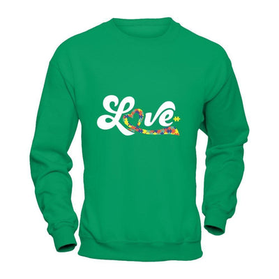 Love Autism Awareness-T-Shirt & Hoodie-Crewneck Sweatshirt-Irish Green