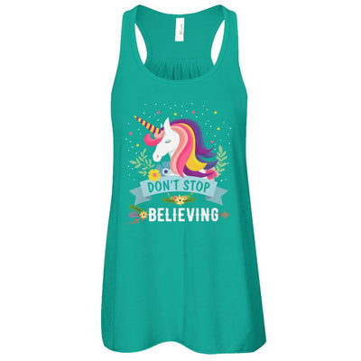 Unicorn Don't Stop Believing-T-Shirt & Tank Top-Women's Flowy Racerback Tank-Kelly