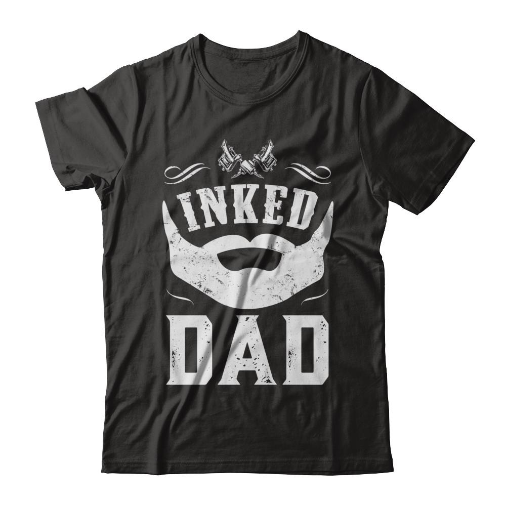 Inked Dad Bearded Man Tattooed Tattoos Fathers Day-T-Shirt & Hoodie-Classic T-Shirt-Black