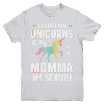 I Only Love Unicorns And My Momma I'm Sorry Youth-Youth Shirt-Youth T-Shirt-Sport Grey