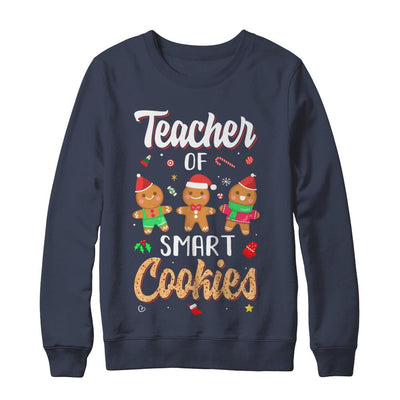 Cute Teacher Of Smart Cookies Merry Xmas Christmas-T-Shirt & Sweatshirt-Crewneck Sweatshirt-Navy