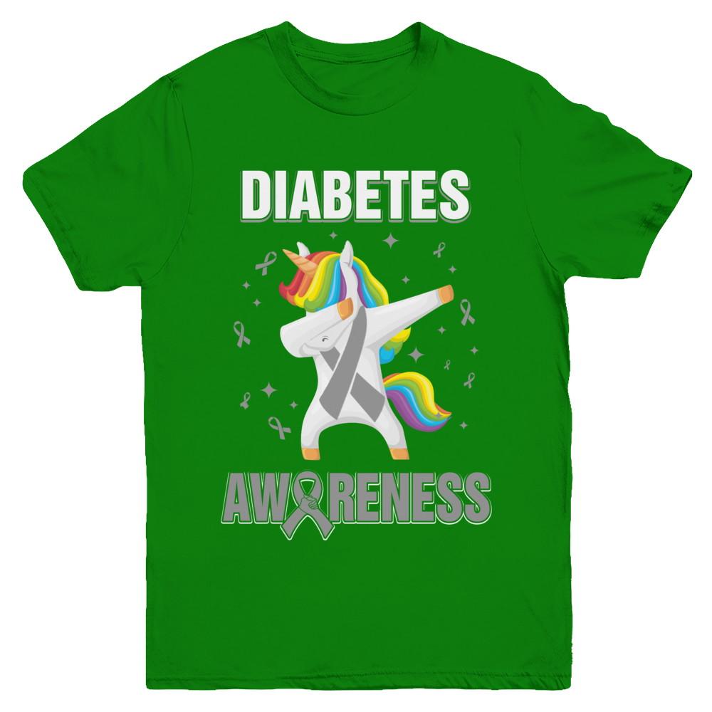Inspirational Diabetes Awareness Unicorn Support Youth-Youth Shirt-Youth T-Shirt-Irish Green