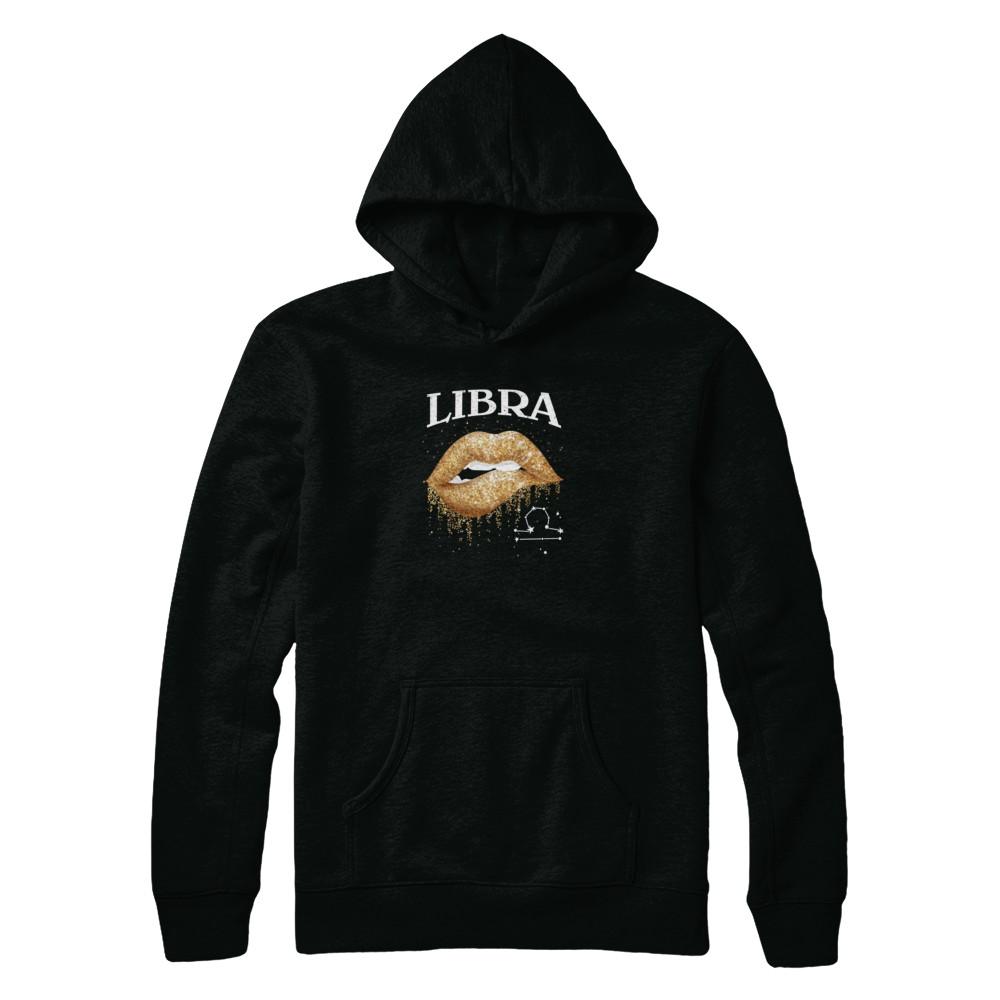 Libra Zodiac September October Birthday Gift Golden Lipstick-T-Shirt & Tank Top-Pullover Hoodie-Black