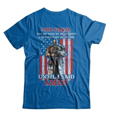 Knight American The Devil Saw Me With My Head Down Veteran-T-Shirt & Hoodie-Classic T-Shirt-Royal