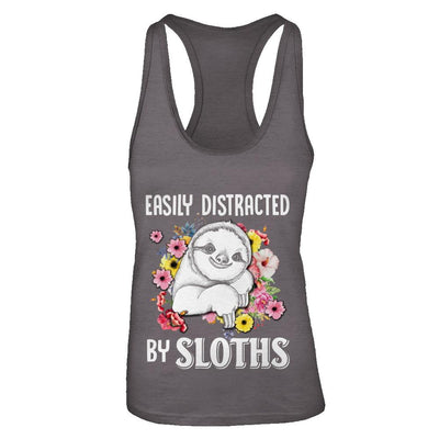 Easily Distracted By Sloths-T-Shirt & Tank Top-Women's Ideal Racerback Tank-Dark Grey