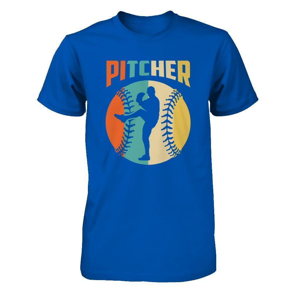 Classic Vintage Retro Style Pitcher Baseball-T-Shirt & Hoodie-Premium T-Shirt-Royal