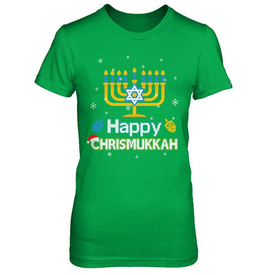 Happy Chrismukkah Ugly Hanukkah Christmas Sweater-T-Shirt & Sweatshirt-Women's T-Shirt-Irish Green