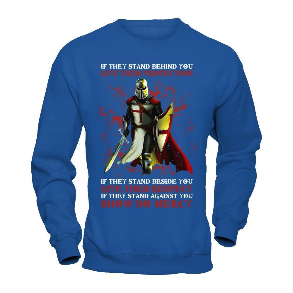 Knight Templar If They Stand Behind You Give Them Protection-T-Shirt & Hoodie-Crewneck Sweatshirt-Royal