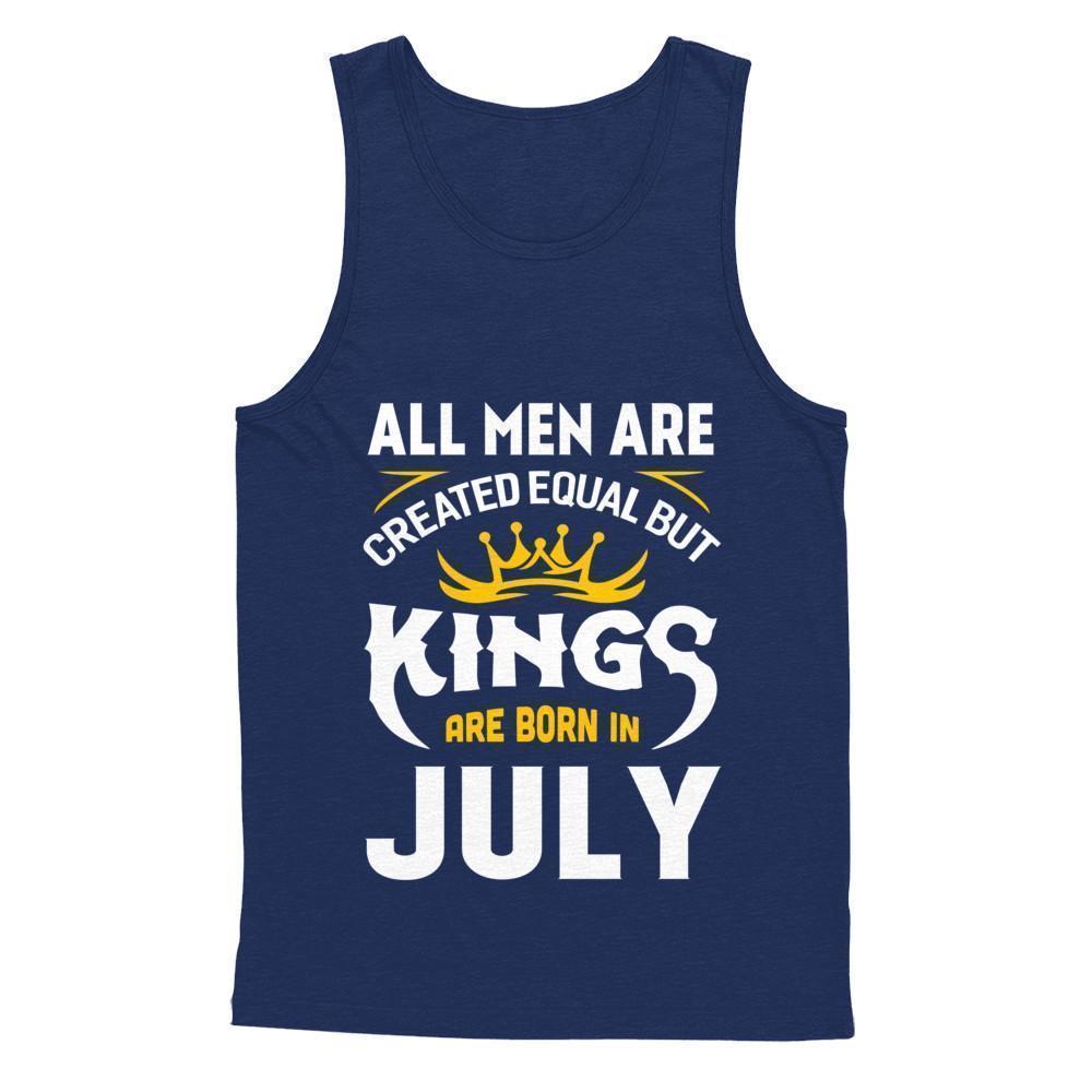 All Men Are Created Equal But Kings Are Born In July-T-Shirt & Hoodie-Unisex Tank-Navy