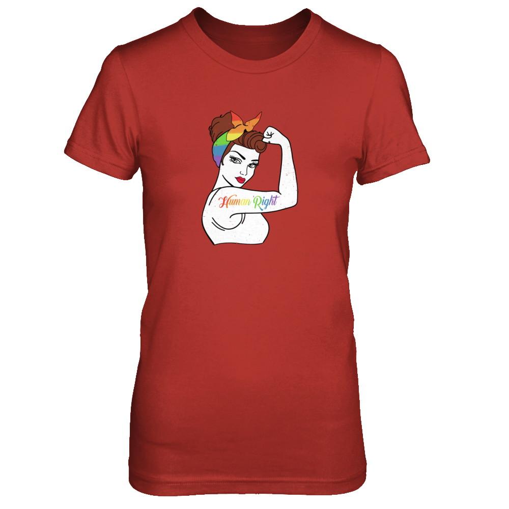 Lady Human Right LGBT Lesbian Gay Pride-T-Shirt & Tank Top-Women's T-Shirt-Red