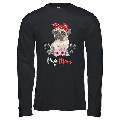 Pug Mom Gift For Women Dog Lover-T-Shirt & Hoodie-Long Sleeve T-Shirt-Black