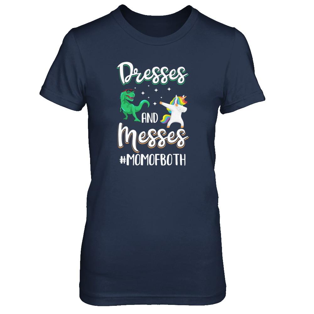 Dresses And Messes Mom Of Both Funny Gift For Mom-T-Shirt & Tank Top-Women's T-Shirt-Navy