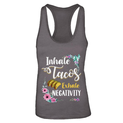 Inhale Tacos Exhale Negativity Tacos-T-Shirt & Tank Top-Women's Ideal Racerback Tank-Dark Grey