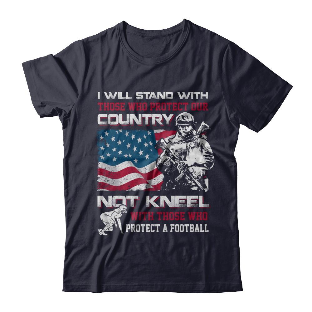 I Stand For The American Flag I Don't Kneel Football-T-Shirt & Hoodie-Premium T-Shirt-Midnight Navy