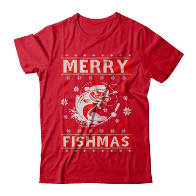 Merry Fishmas Fishing Fish Christmas Sweater-T-Shirt & Sweatshirt-Premium T-Shirt-Red
