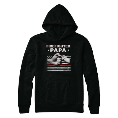 Firefighter Fireman Papa American Flag Fathers Day-T-Shirt & Hoodie-Pullover Hoodie-Black