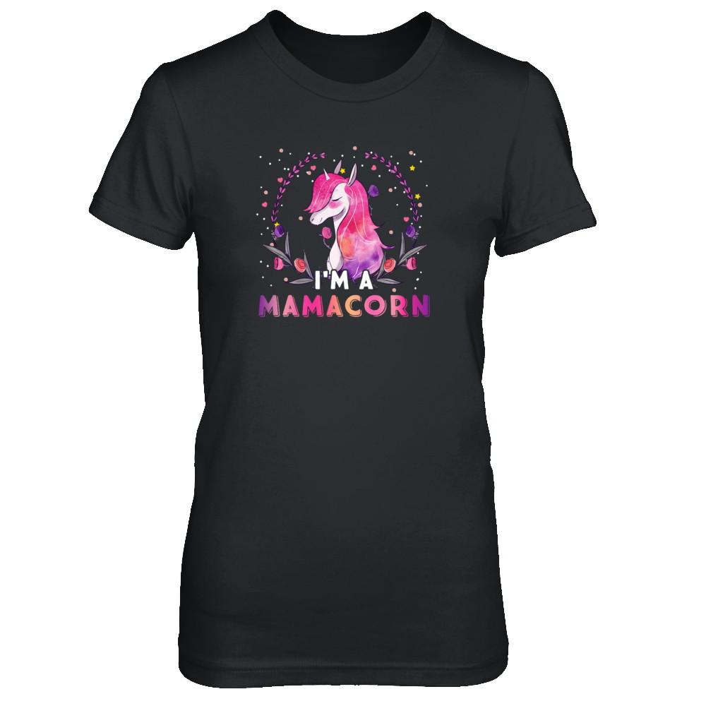 Cute Mamacorn Rainbow Unicorn Mother's Day-T-Shirt & Tank Top-Women's T-Shirt-Black