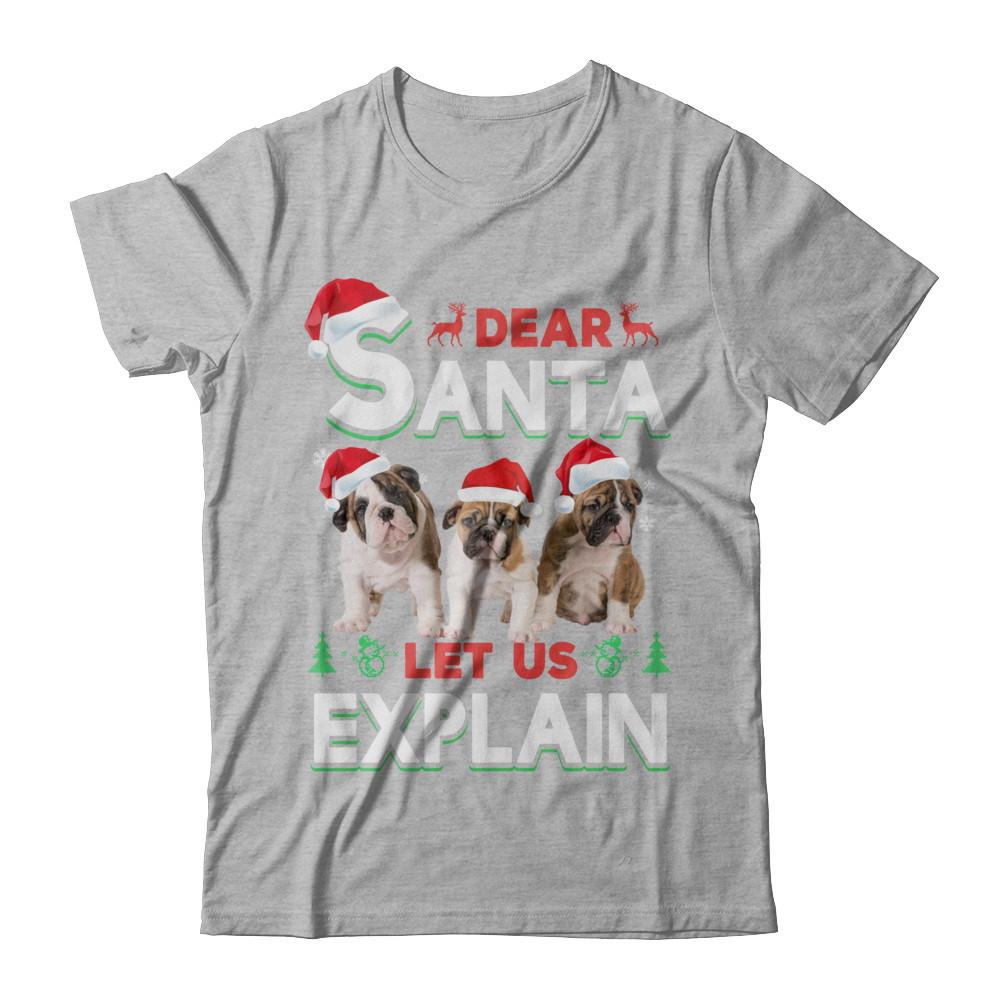 Dear Santa Funny Bulldogs Puppies Christmas Gift-T-Shirt & Hoodie-Premium T-Shirt-Heather Gray