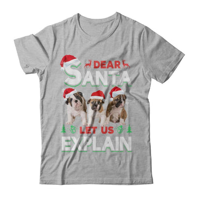 Dear Santa Funny Bulldogs Puppies Christmas Gift-T-Shirt & Hoodie-Premium T-Shirt-Heather Gray