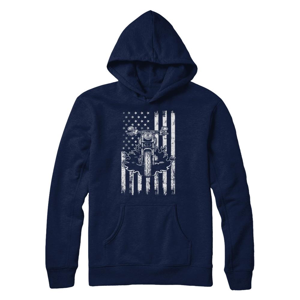 American Motorcycle Motorbike Us Flag Cool Biker-T-Shirt & Hoodie-Pullover Hoodie-Navy