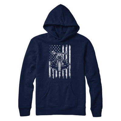 American Motorcycle Motorbike Us Flag Cool Biker-T-Shirt & Hoodie-Pullover Hoodie-Navy
