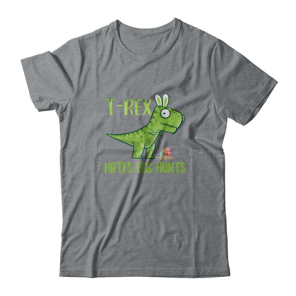 Funny Easter Bunny Dinosaur T-Rex Hates Egg Hunts-T-Shirt & Tank Top-Classic T-Shirt-Sport Grey