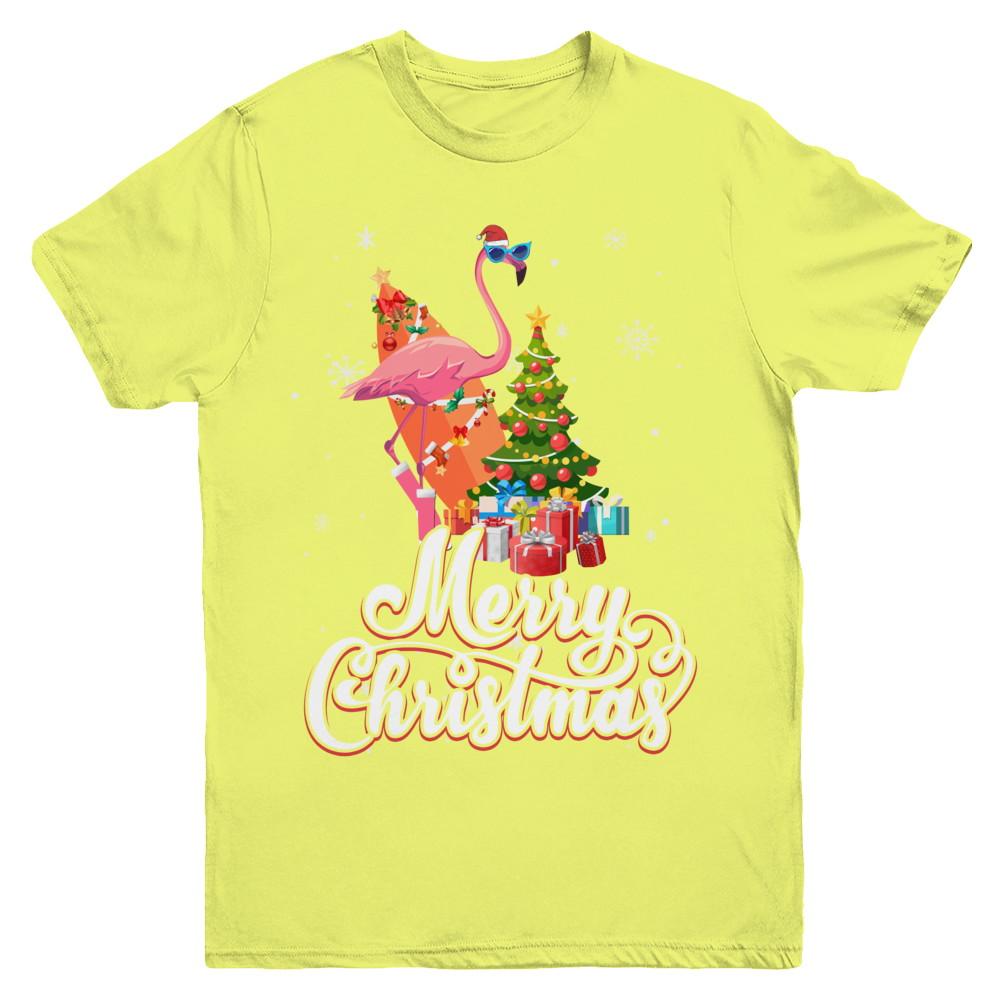 Flamingo Christmas Gift Merry Christmas Flamingo Youth-Youth Shirt-Youth T-Shirt-Daisy