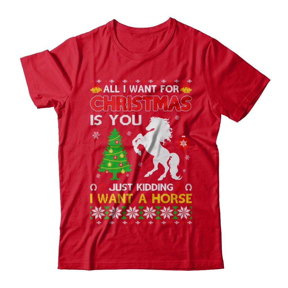 All I Want For Christmas Is You I Want A Horse Sweater-T-Shirt & Sweatshirt-Premium T-Shirt-Red