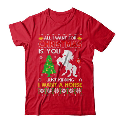 All I Want For Christmas Is You I Want A Horse Sweater-T-Shirt & Sweatshirt-Premium T-Shirt-Red
