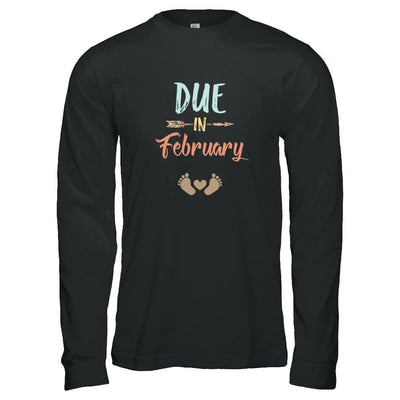 Due Date February 2021 Announcement Mommy Bump Pregnancy-T-Shirt & Tank Top-Long Sleeve T-Shirt-Black