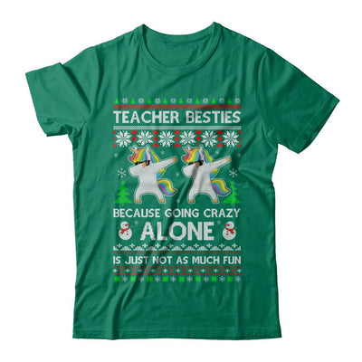 Unicorn Dabbing Teacher Besties Ugly Christmas Sweater-T-Shirt & Sweatshirt-Classic T-Shirt-Kelly Green