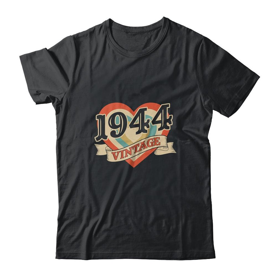77th Birthday Gifts Classic Retro Heart Vintage 1944-T-Shirt & Tank Top-Classic T-Shirt-Black