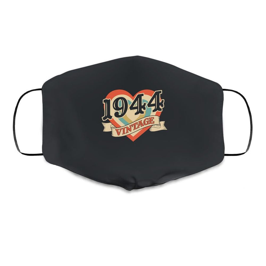 77th Birthday Gifts Classic Retro Heart Vintage 1944 Cloth Face Mask-Cloth Face Mask-Cloth Face Mask-Black