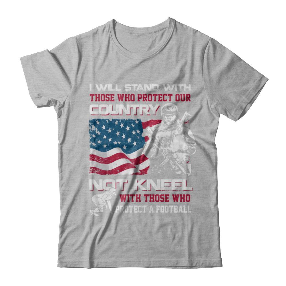 I Stand For The American Flag I Don't Kneel Football-T-Shirt & Hoodie-Premium T-Shirt-Heather Gray