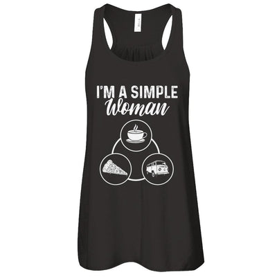 I'm A Simple Woman Coffee Pizza Camping-T-Shirt & Tank Top-Women's Flowy Racerback Tank-Black