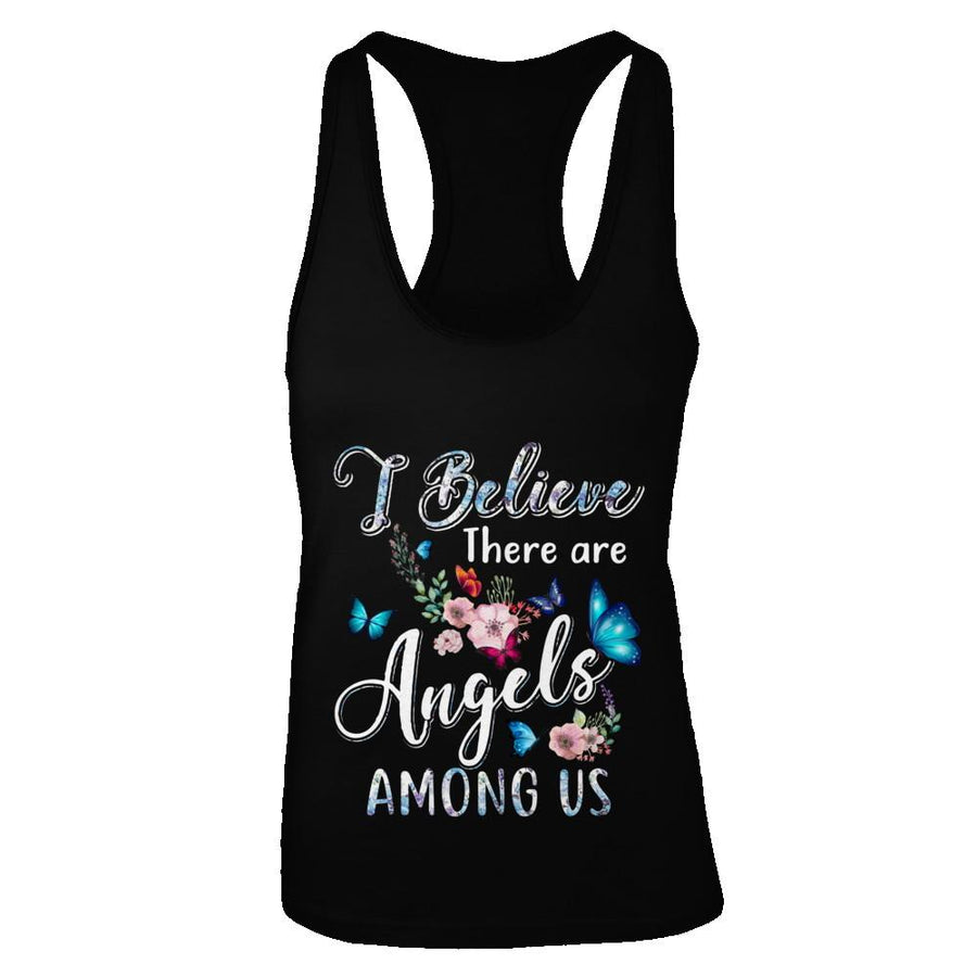 I Believe There Are Angels Among Us Cute Butterfly-T-Shirt & Tank Top-Women's Ideal Racerback Tank-Black