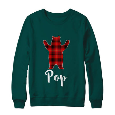 Red Pop Bear Buffalo Plaid Family Christmas Pajamas-T-Shirt & Sweatshirt-Crewneck Sweatshirt-Deep Forest