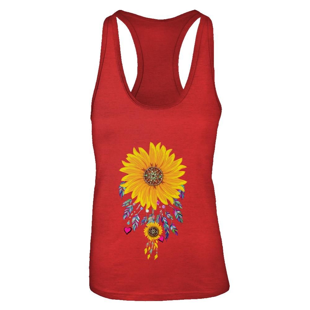 Native Dream Catcher Sunflower-T-Shirt & Tank Top-Women's Ideal Racerback Tank-Red