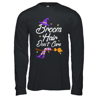 Broom Hair Don't Care Witch Halloween-T-Shirt & Hoodie-Long Sleeve T-Shirt-Black