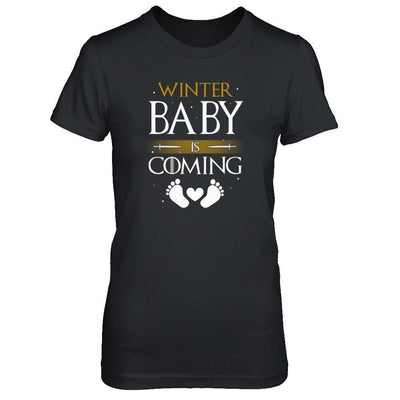 Winter Baby Is Coming Humor Maternity Pregnant-T-Shirt & Tank Top-Women's T-Shirt-Black