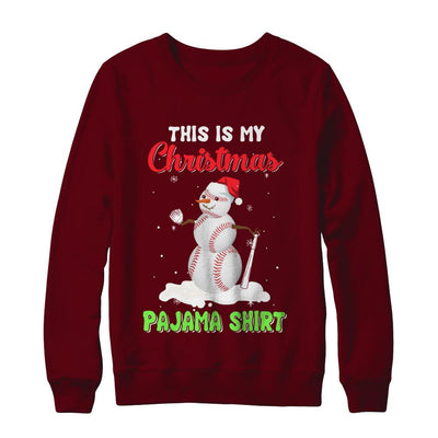 This Is My Christmas Pajama Xmas Snowman Baseball-T-Shirt & Sweatshirt-Crewneck Sweatshirt-Maroon