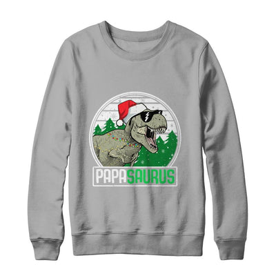 Papasaurus Papa Dinosaur T-Rex Family Christmas-T-Shirt & Sweatshirt-Crewneck Sweatshirt-Light Steel