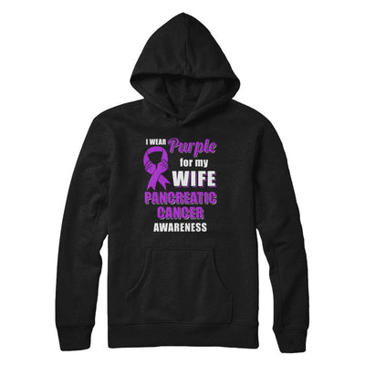 I Wear Purple For My Wife Pancreatic Cancer Husband-T-Shirt & Hoodie-Pullover Hoodie-Black